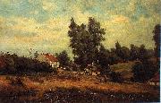 Theodore Fourmois Landscape with farms oil painting